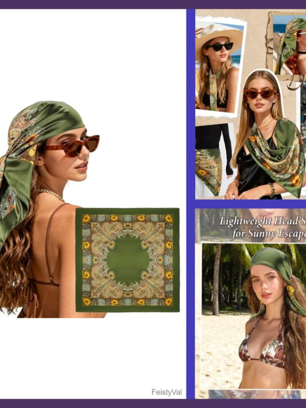 Large 35" Satin Hair Scarf Bandana for Women Like Silk Head Wrap